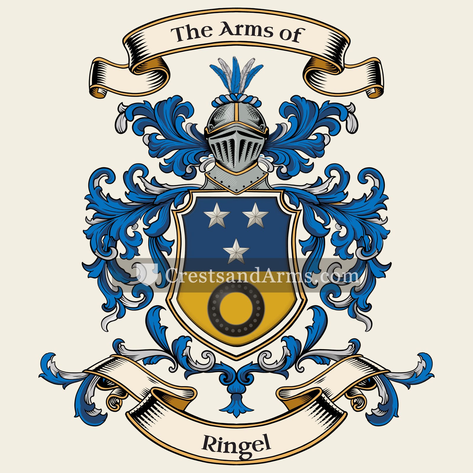 The Ringel coat of arms, drawn from the recorded blazon