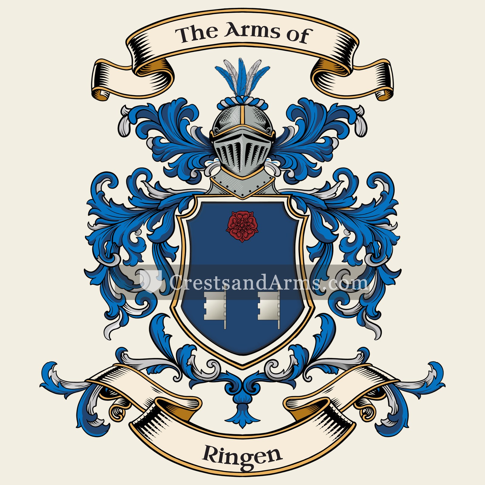 The Ringen coat of arms, drawn from the recorded blazon