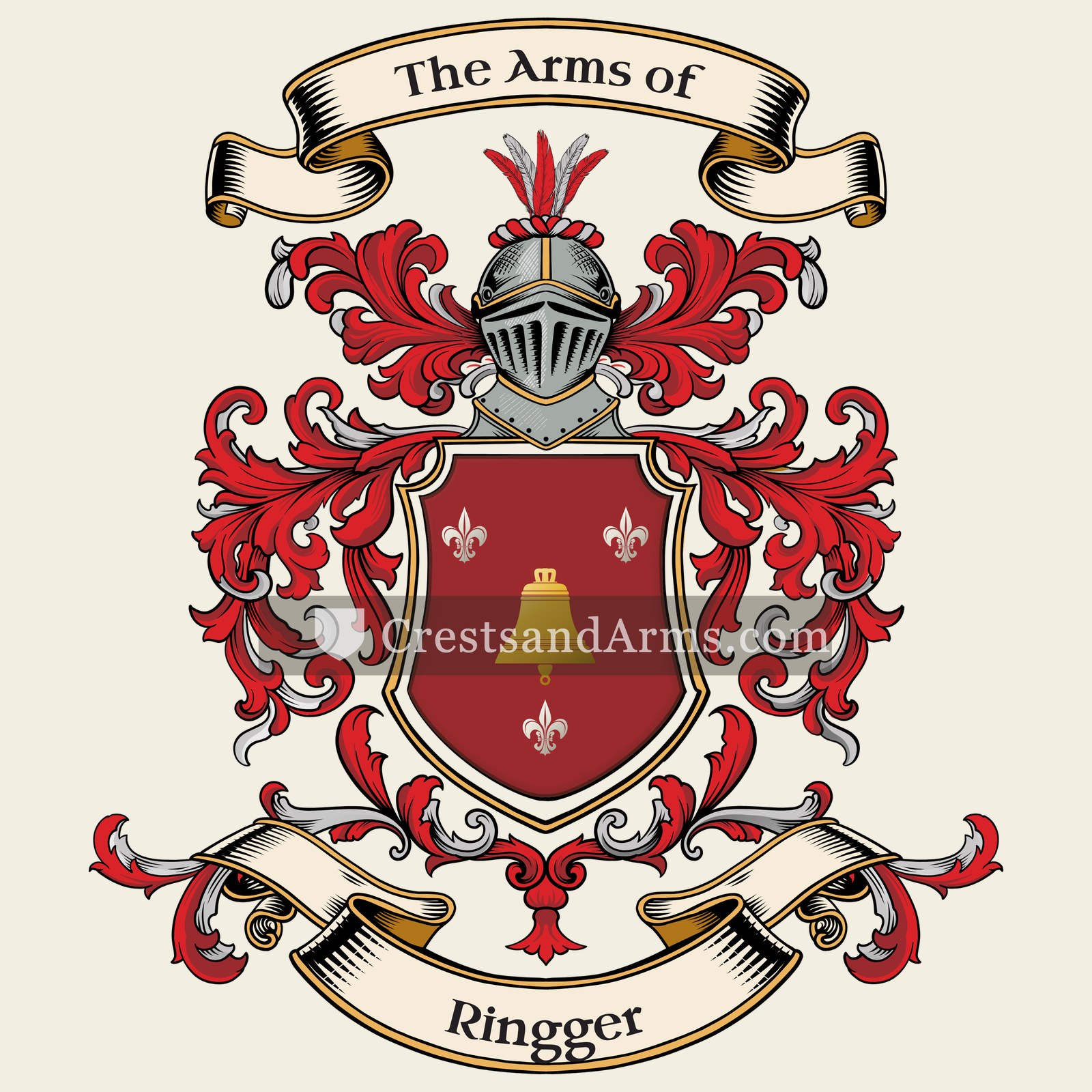 The Ringger coat of arms, drawn from the recorded blazon