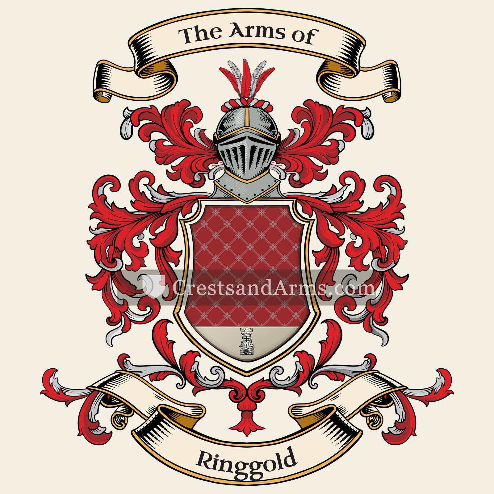 The Ringgold coat of arms, drawn from the recorded blazon