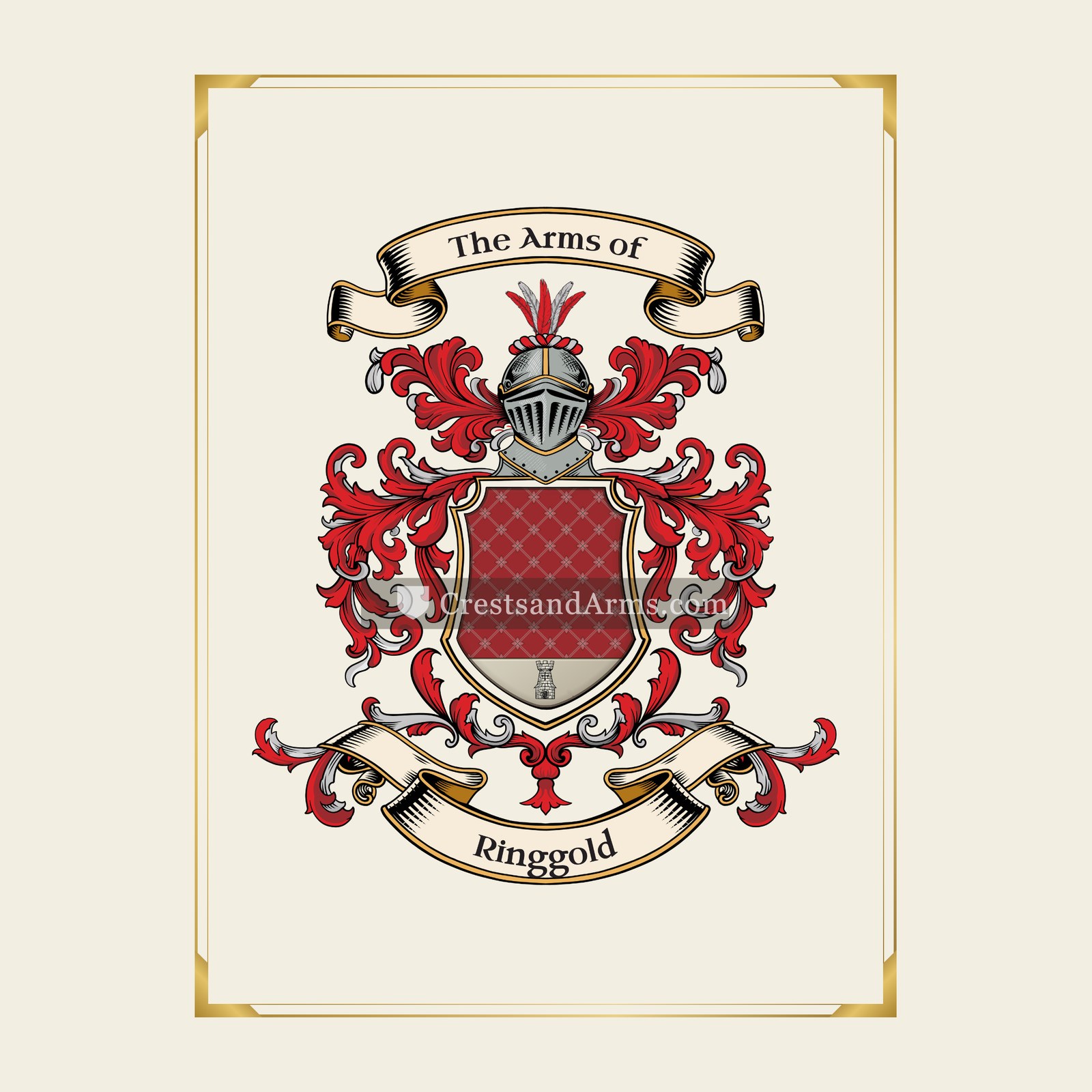 With gold border