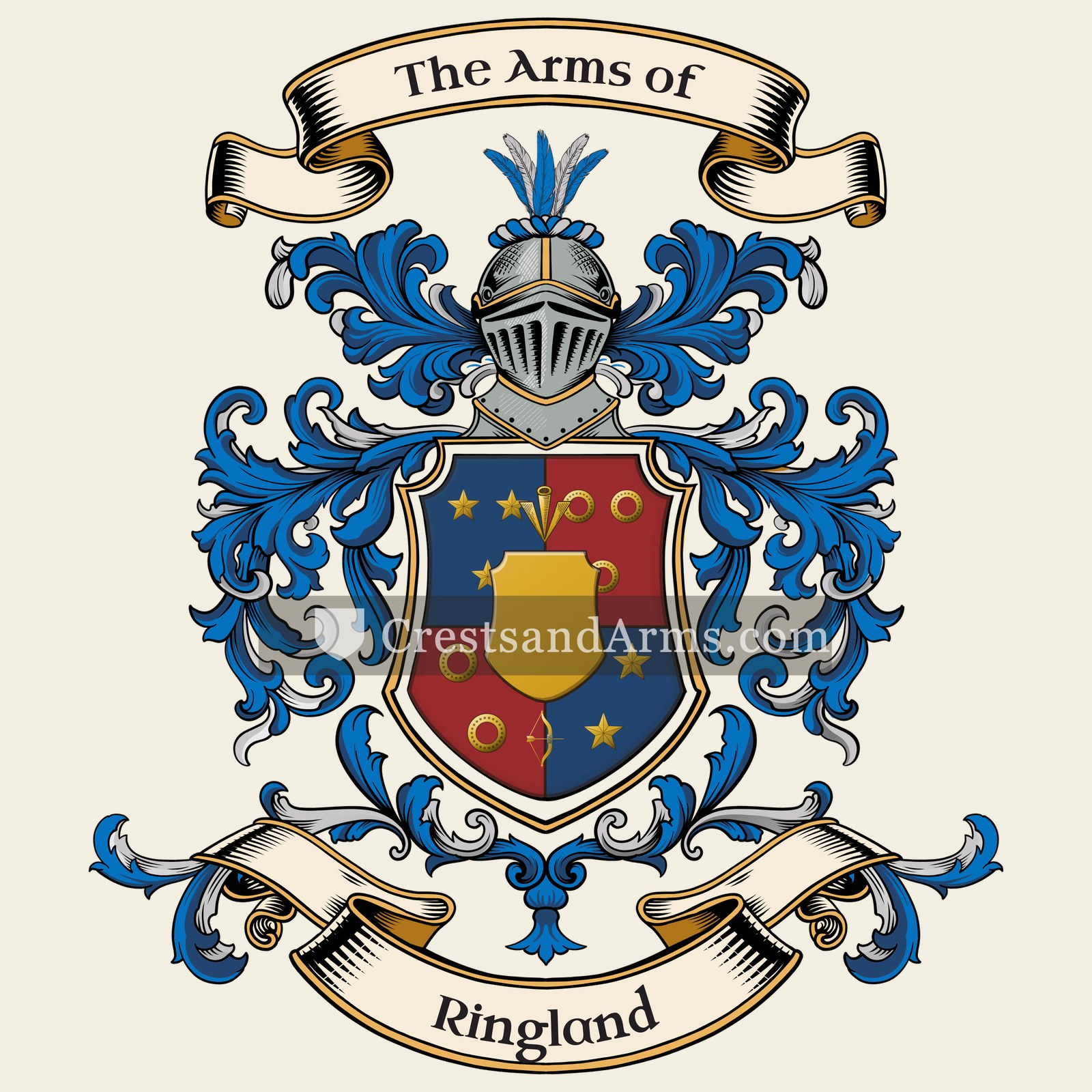 The Ringland coat of arms, drawn from the recorded blazon