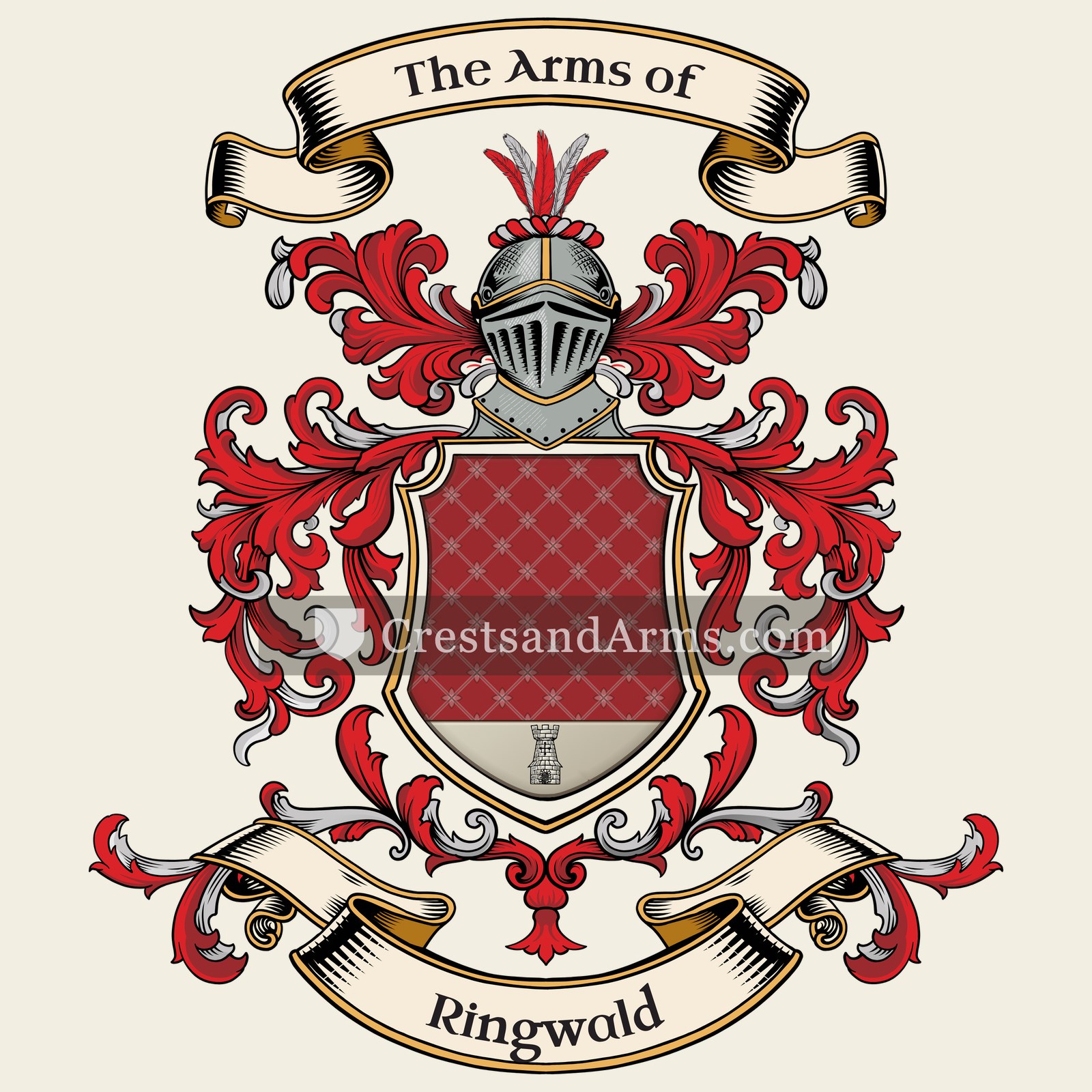 The Ringwald coat of arms, drawn from the recorded blazon