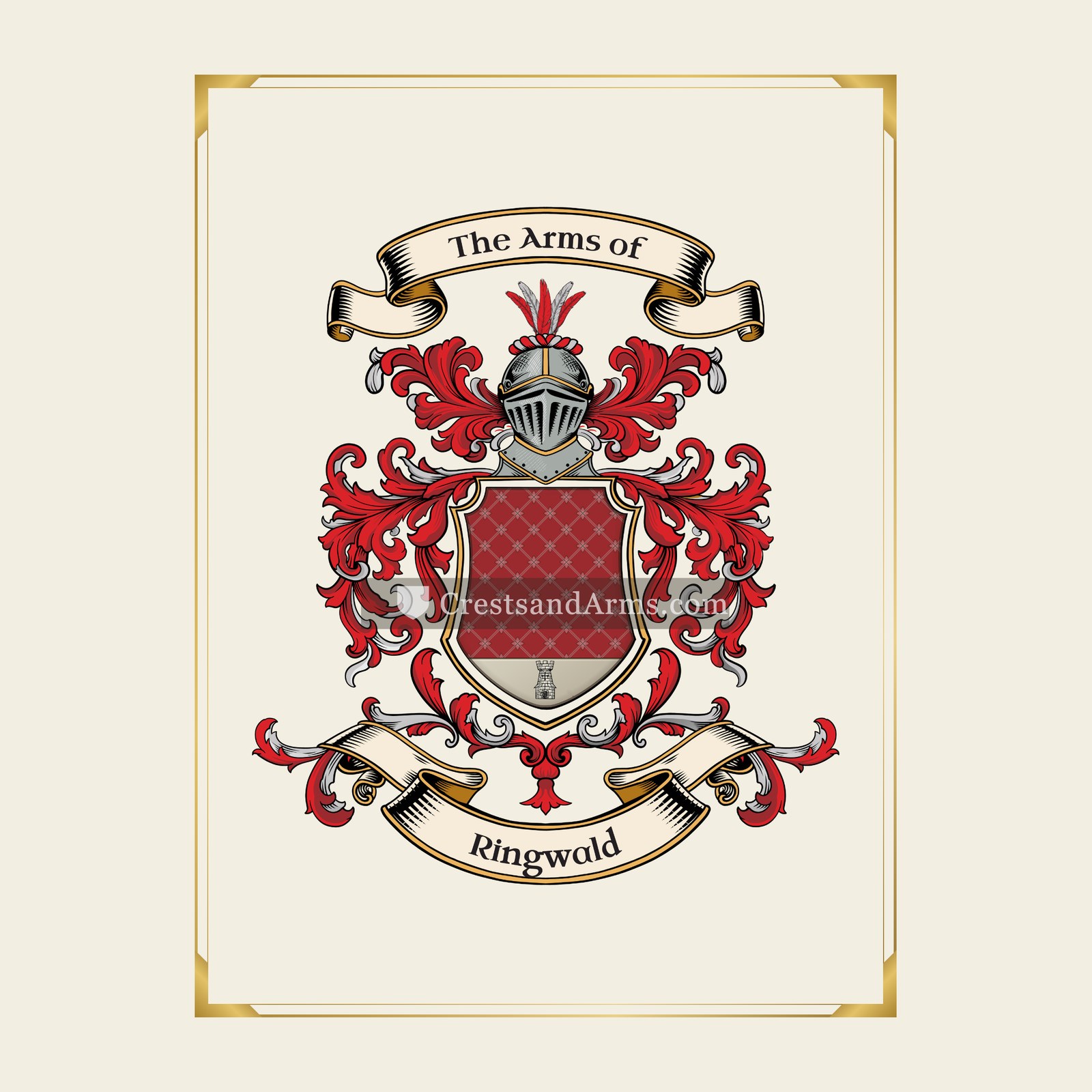 With gold border