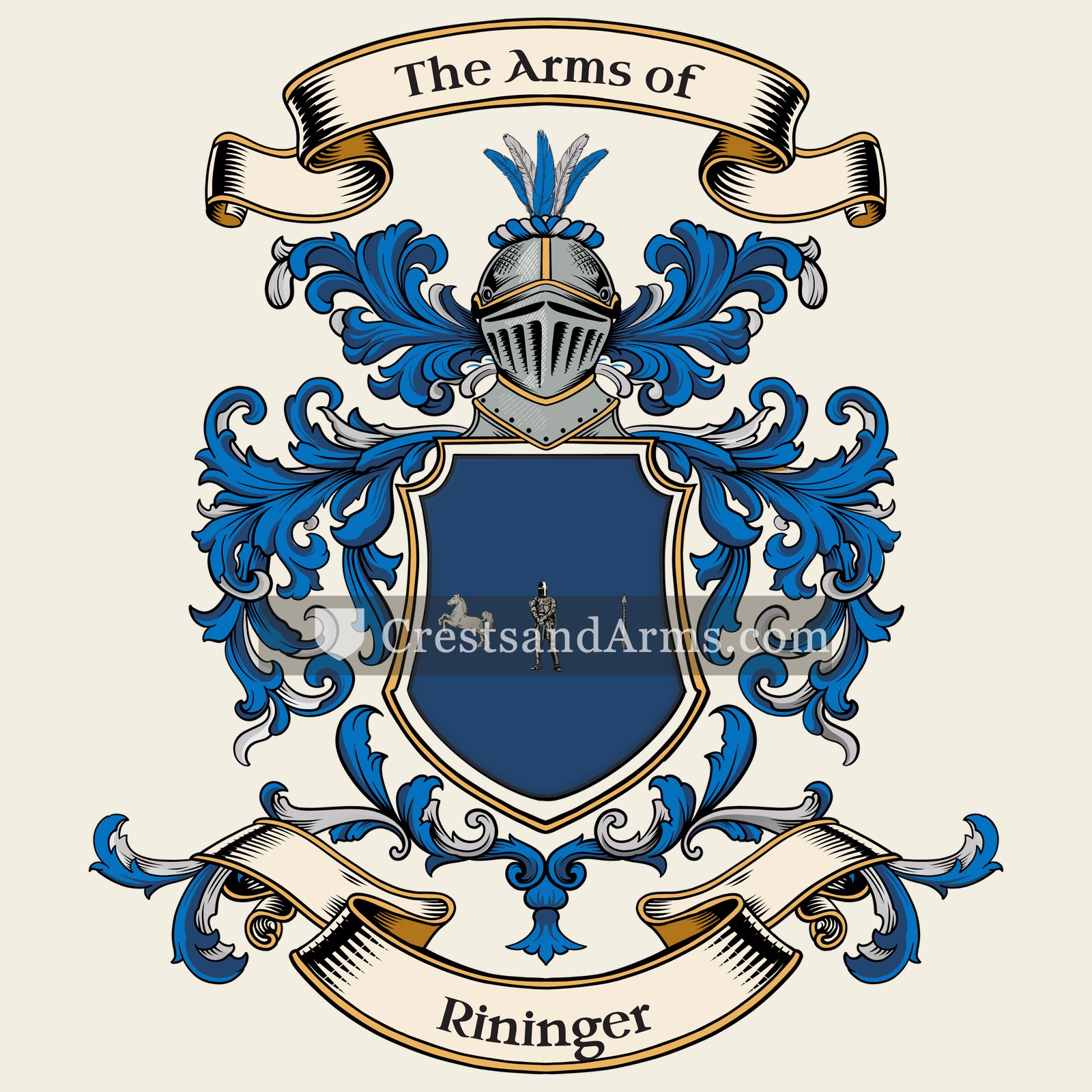 The Rininger coat of arms, drawn from the recorded blazon