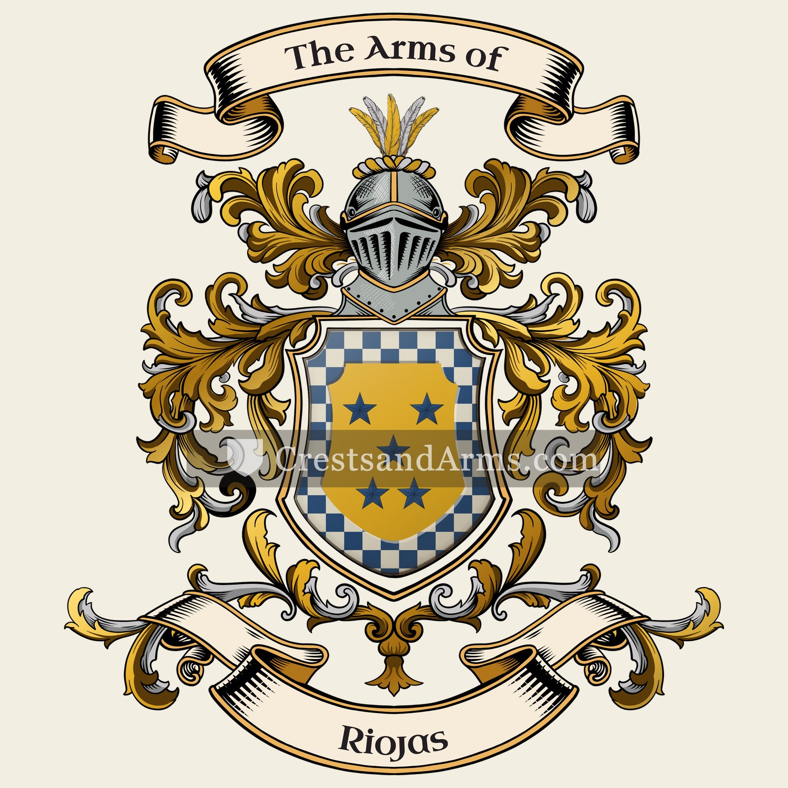 The Riojas coat of arms, drawn from the recorded blazon