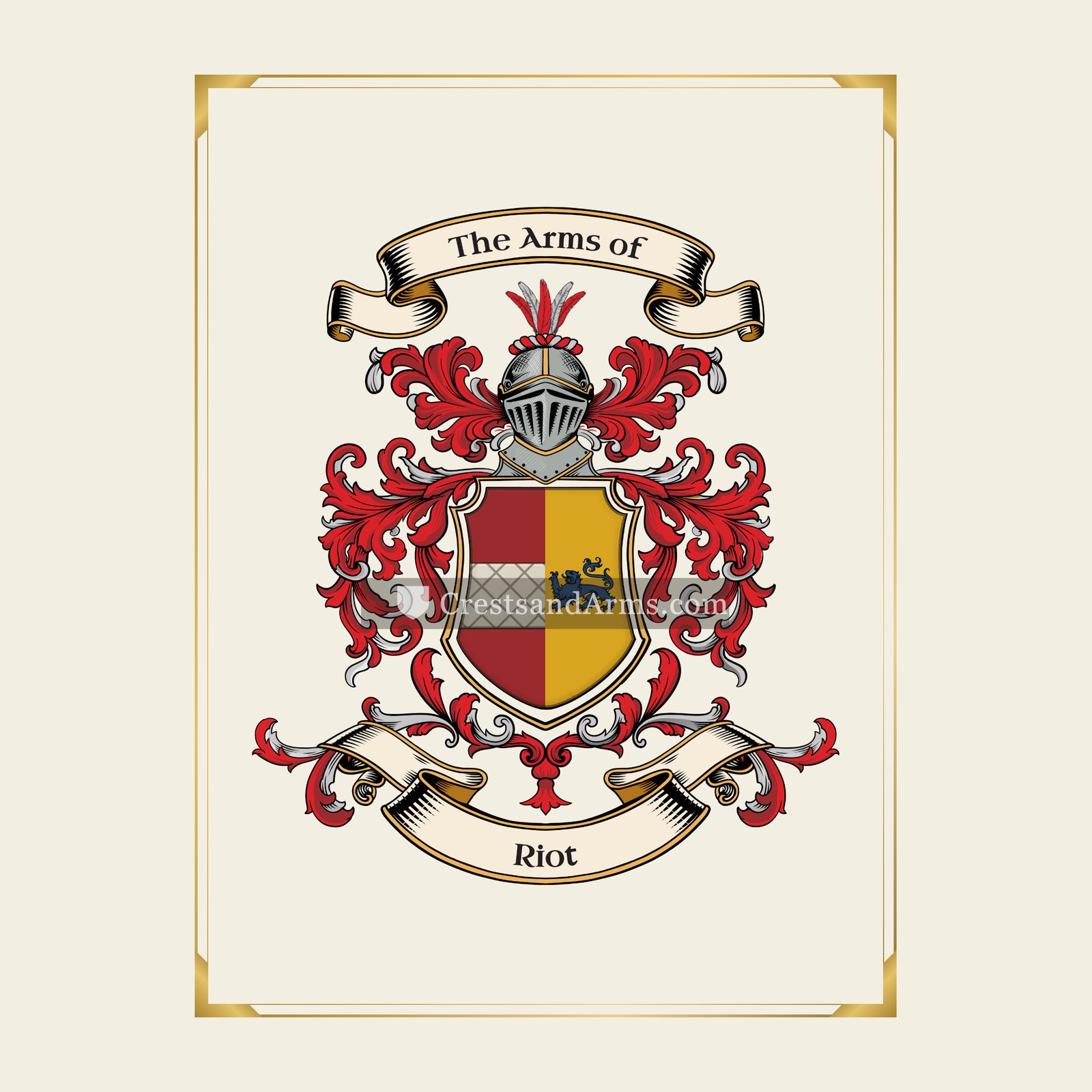 With gold border
