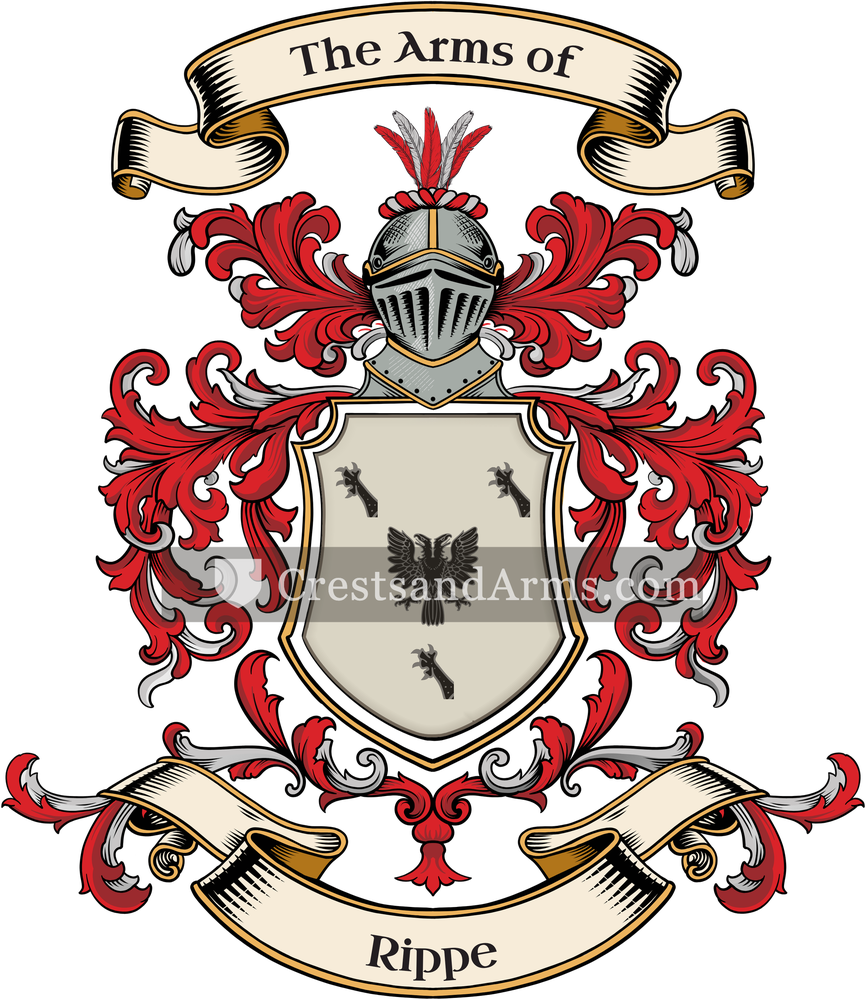 The Rippe coat of arms, drawn from the recorded blazon