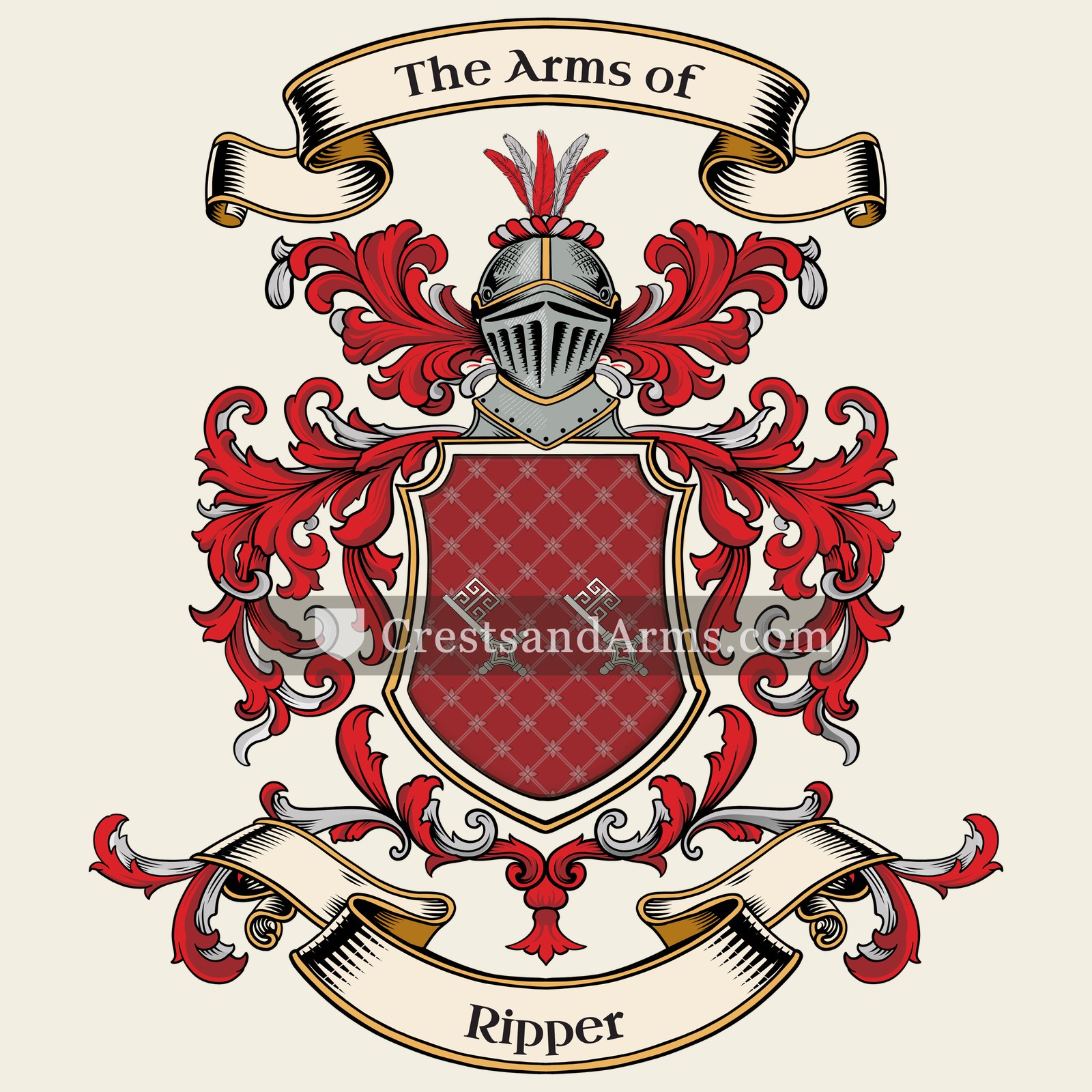 The Ripper coat of arms, drawn from the recorded blazon