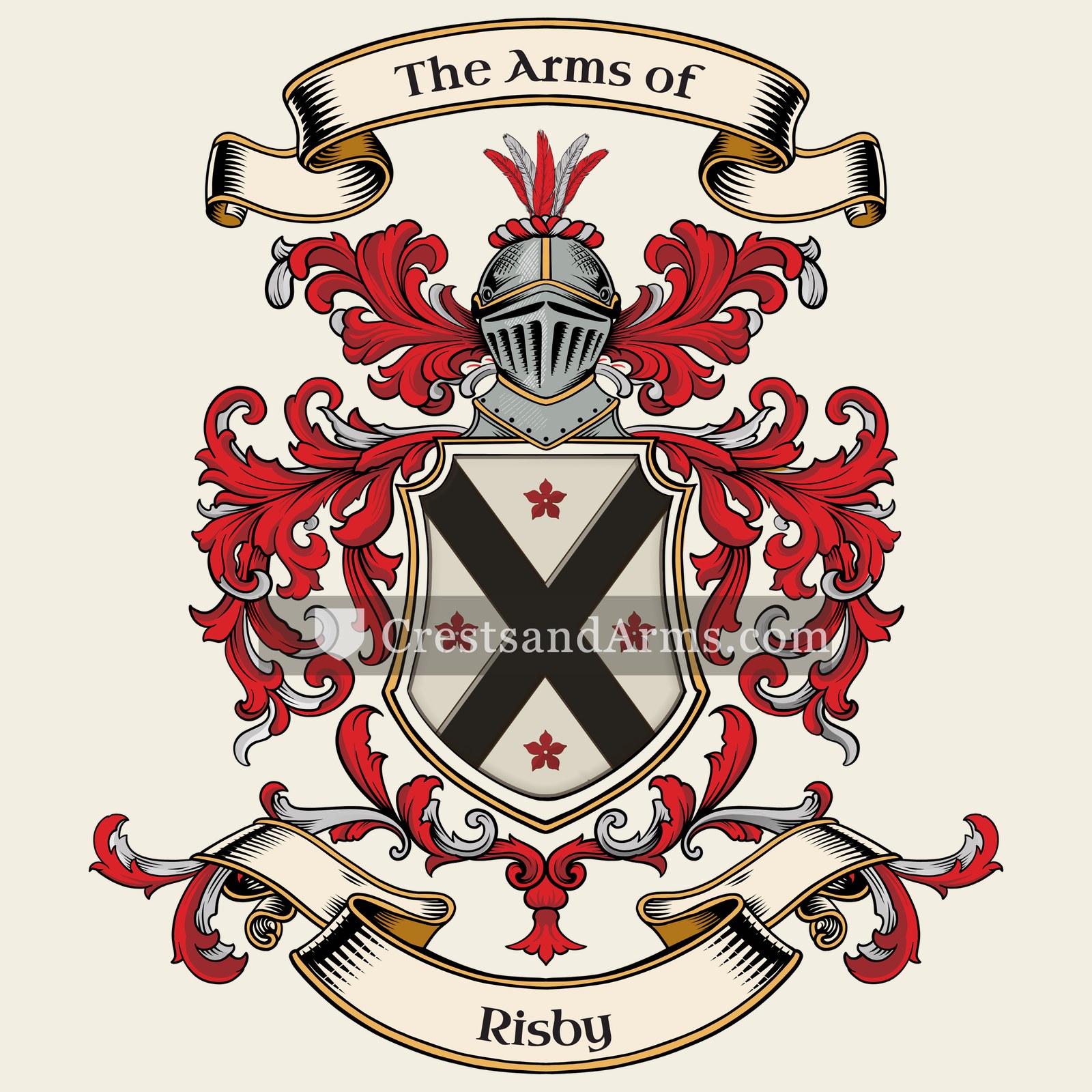 The Risby coat of arms, drawn from the recorded blazon