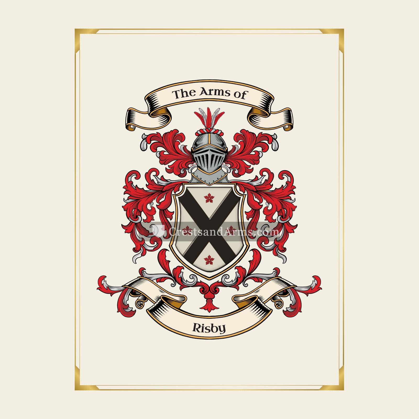 With gold border