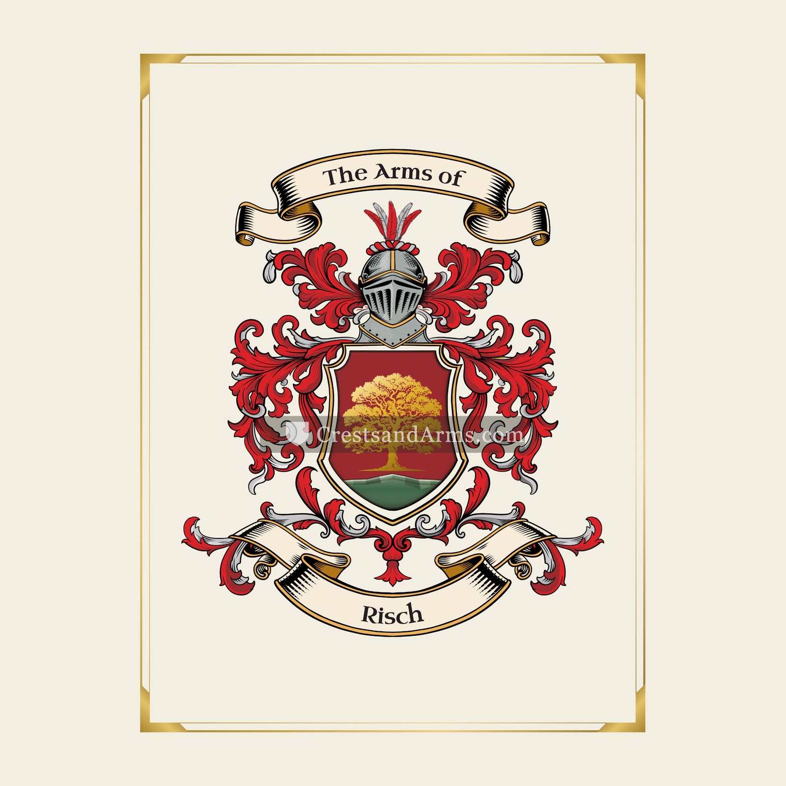 With gold border