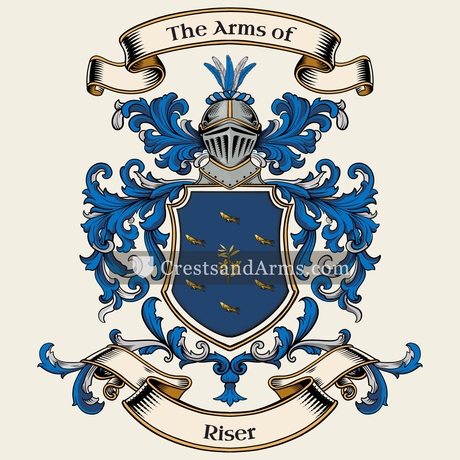 The Riser coat of arms, drawn from the recorded blazon