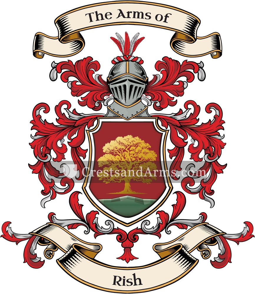 The Rish coat of arms, drawn from the recorded blazon