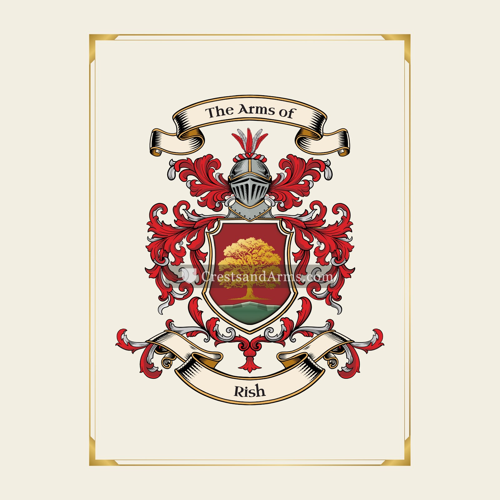 With gold border