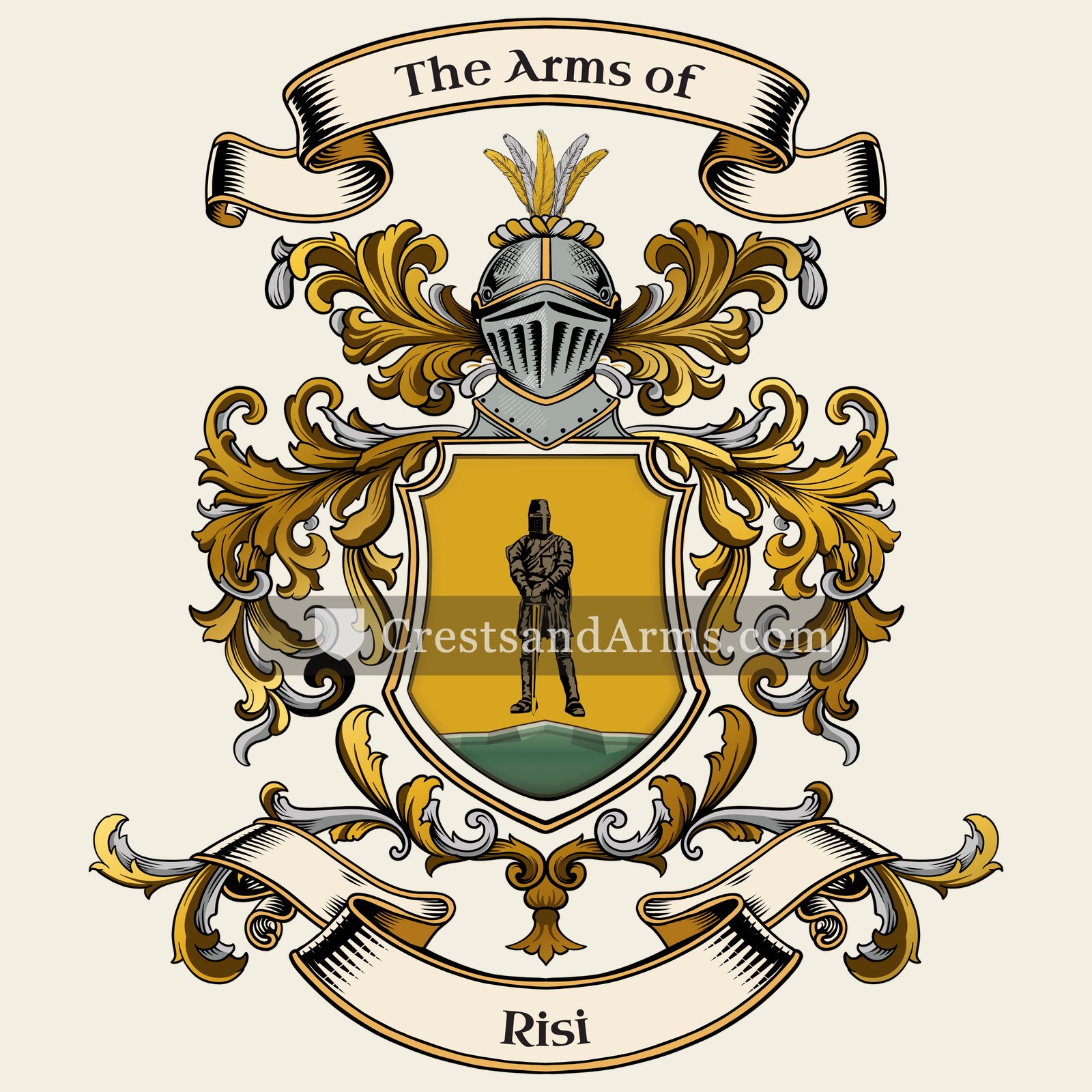 The Risi coat of arms, drawn from the recorded blazon