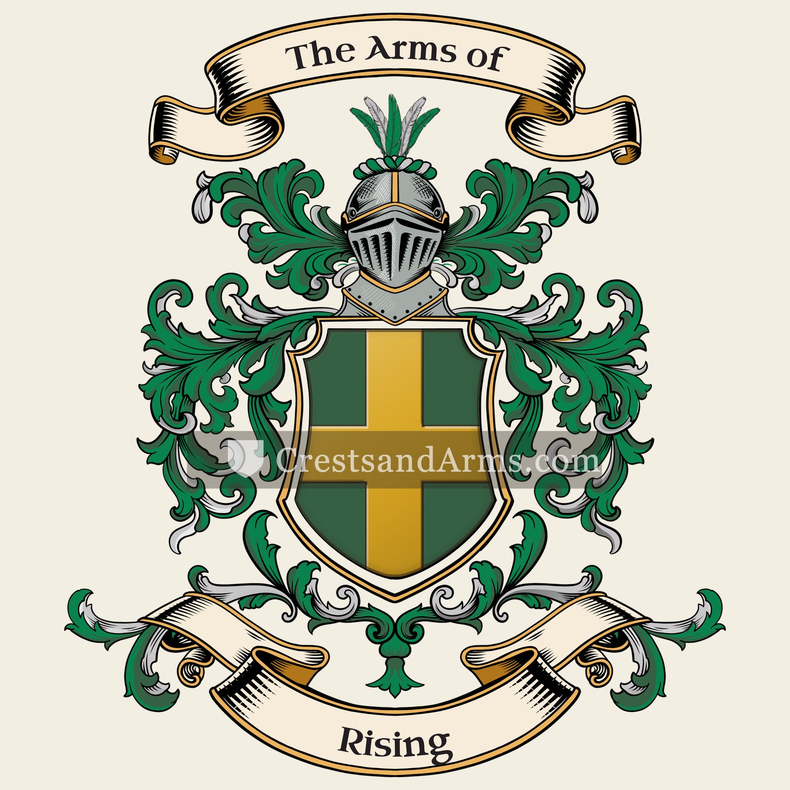 The Rising coat of arms, drawn from the recorded blazon
