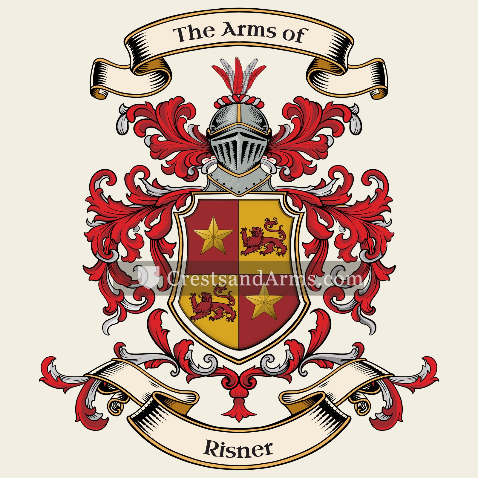 The Risner coat of arms, drawn from the recorded blazon