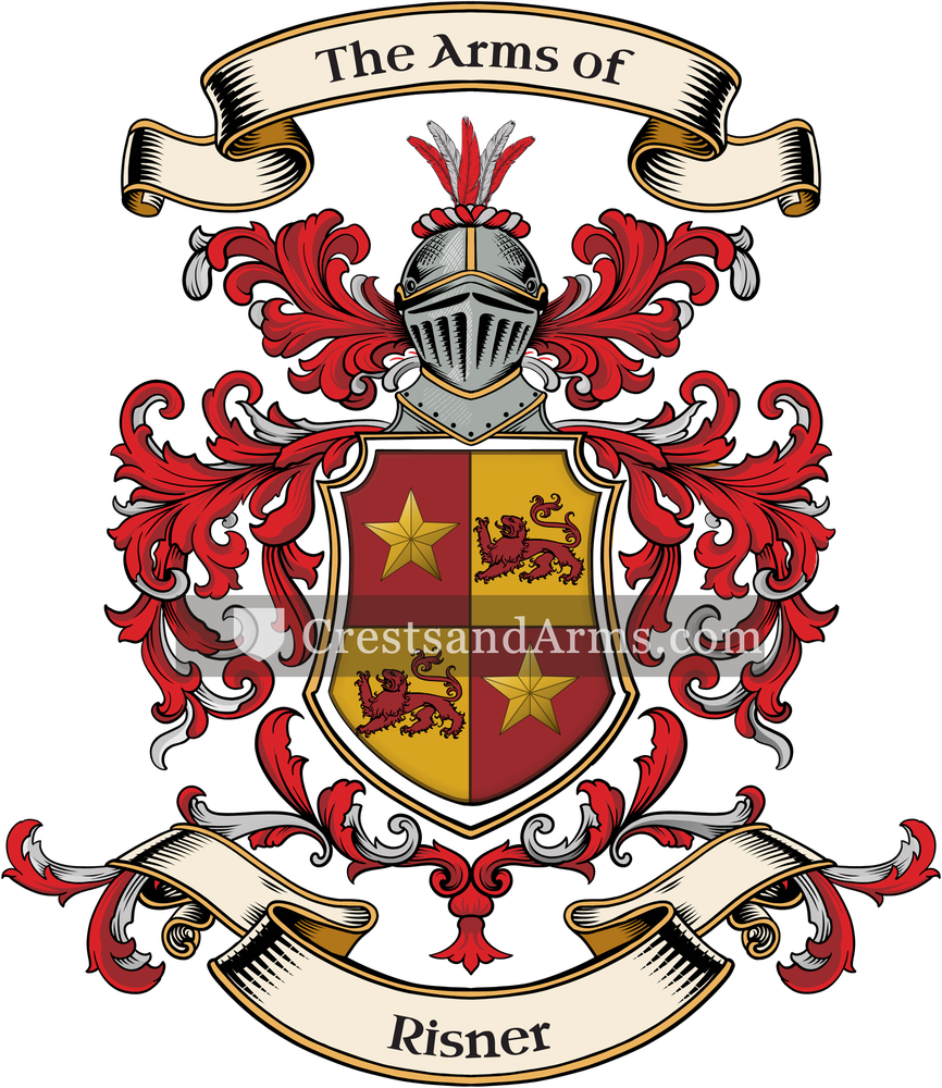 The Risner coat of arms, drawn from the recorded blazon