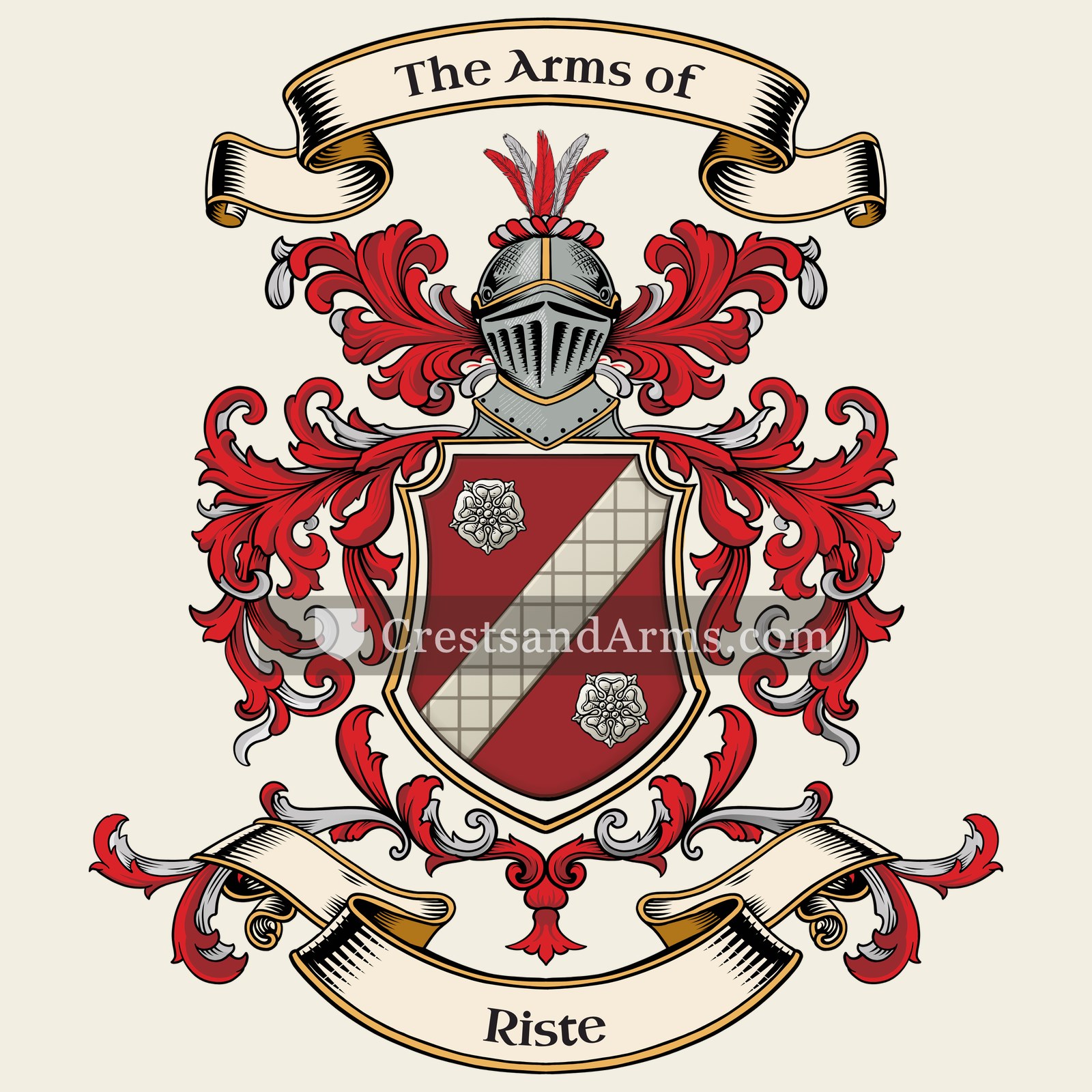 The Riste coat of arms, drawn from the recorded blazon