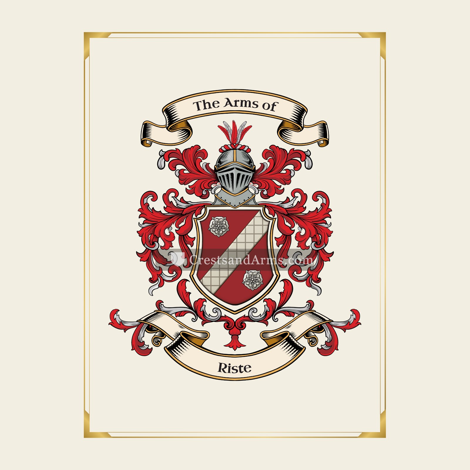 With gold border