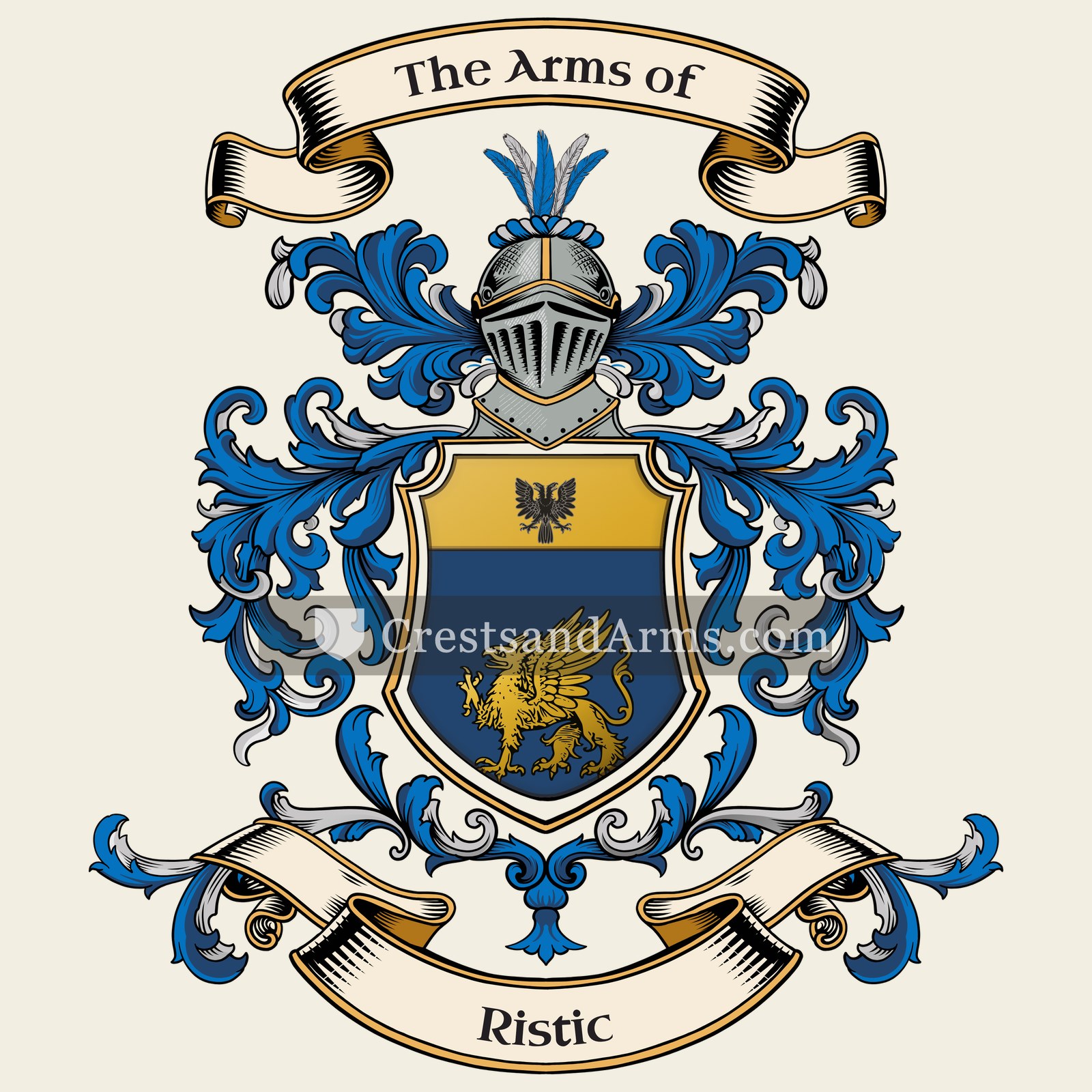 The Ristic coat of arms, drawn from the recorded blazon