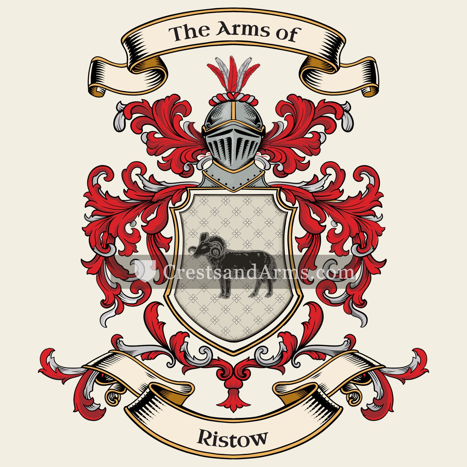 The Ristow coat of arms, drawn from the recorded blazon