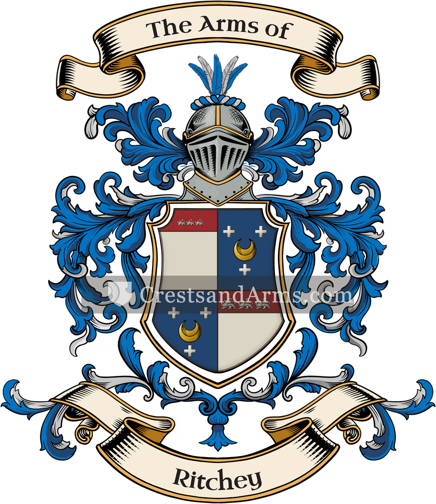 The Ritchey coat of arms, drawn from the recorded blazon