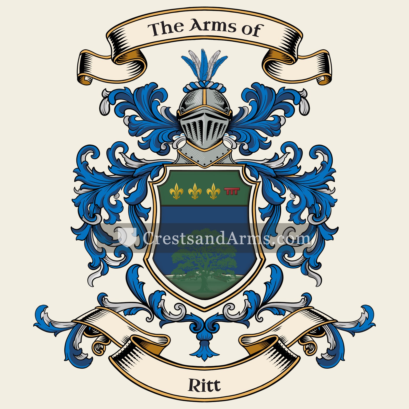The Ritt coat of arms, drawn from the recorded blazon