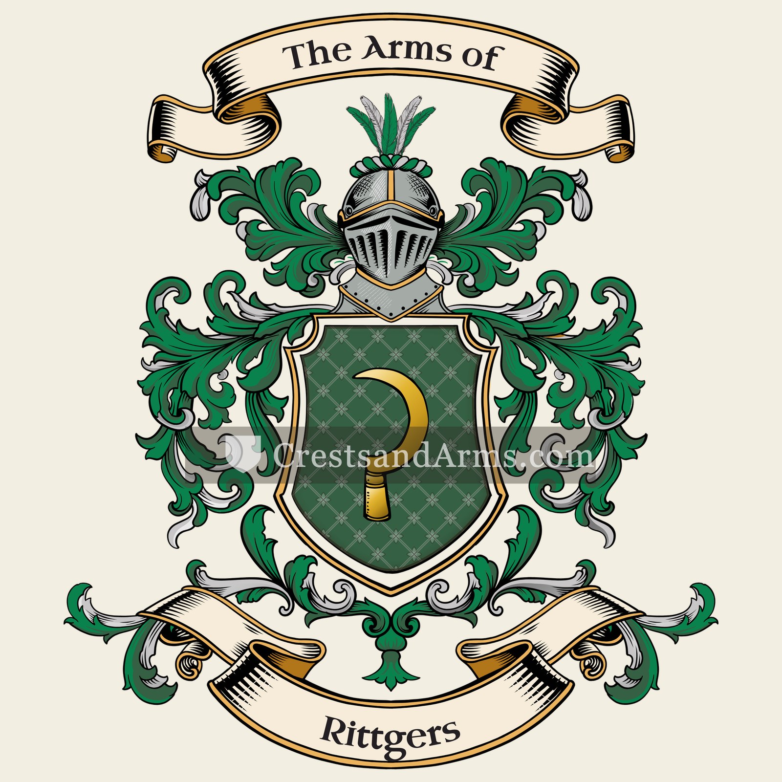 The Rittgers coat of arms, drawn from the recorded blazon