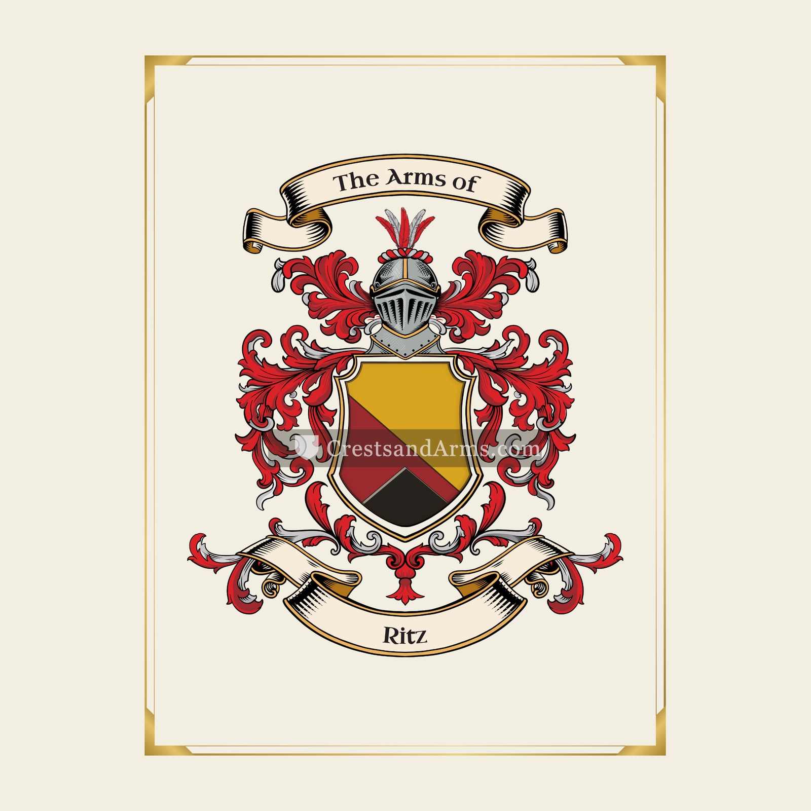 With gold border