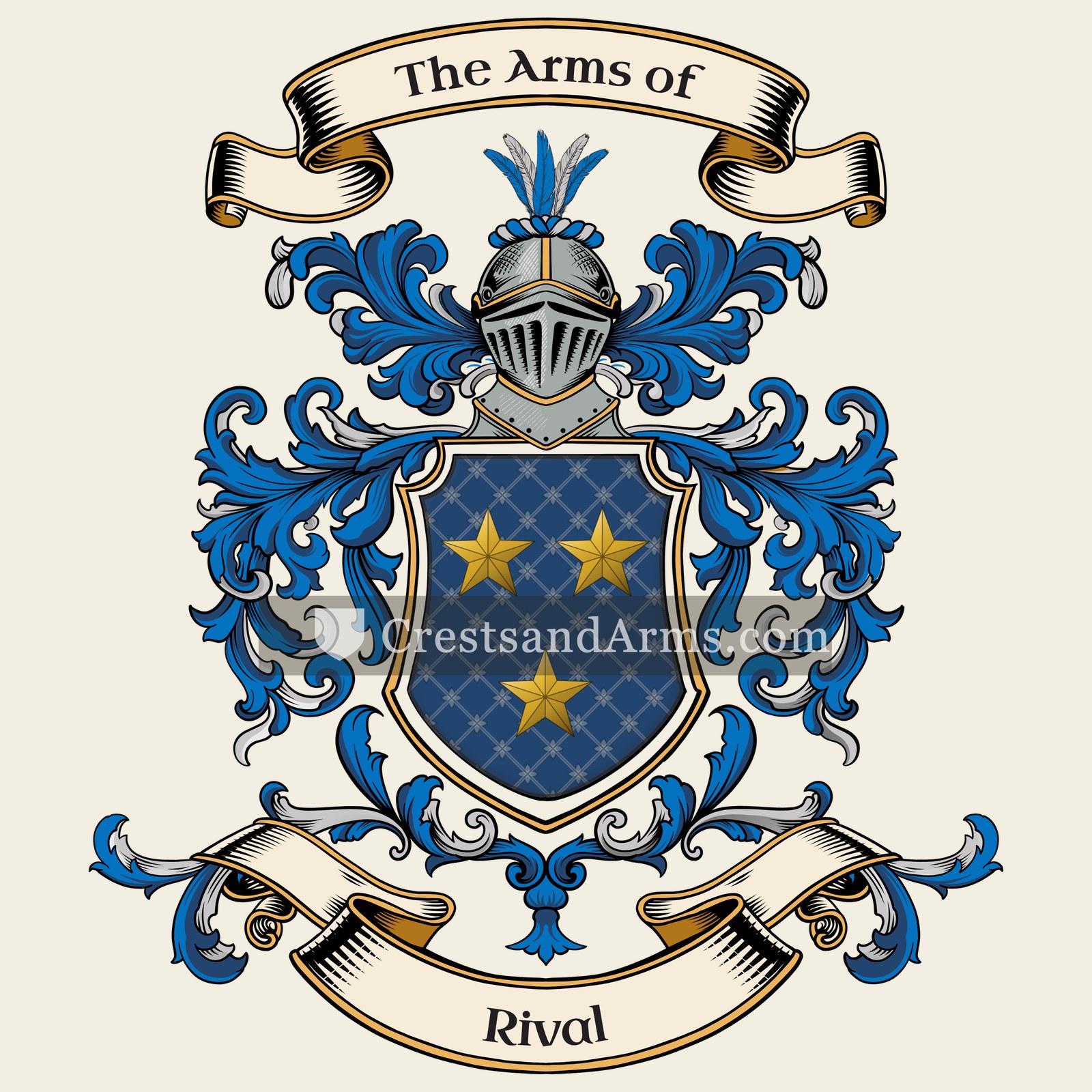 The Rival coat of arms, drawn from the recorded blazon