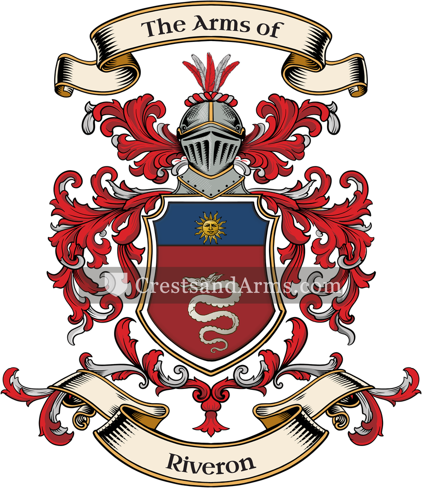 The Riveron coat of arms, drawn from the recorded blazon