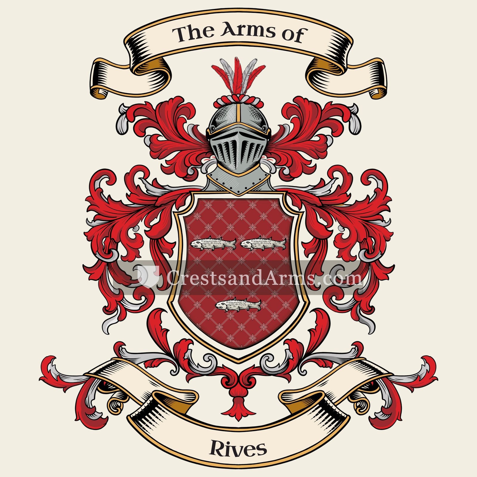 The Rives coat of arms, drawn from the recorded blazon