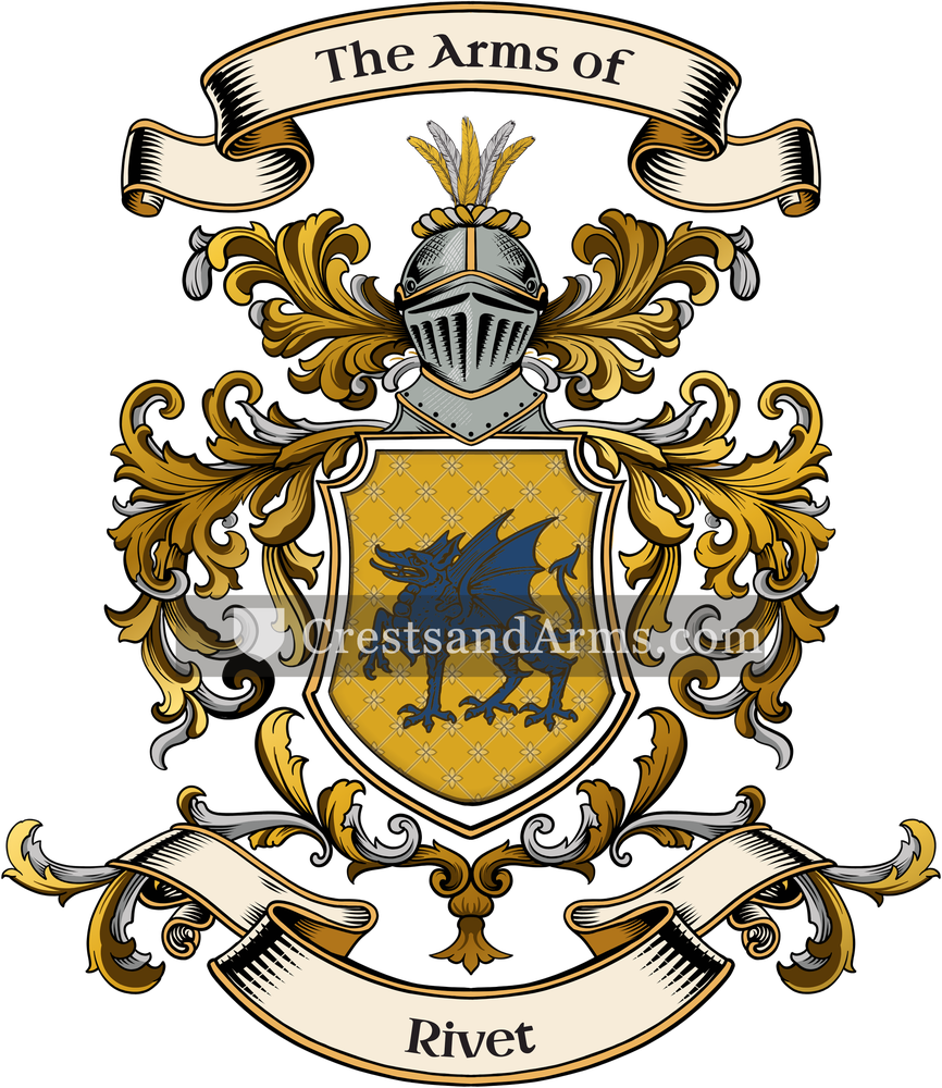The Rivet coat of arms, drawn from the recorded blazon