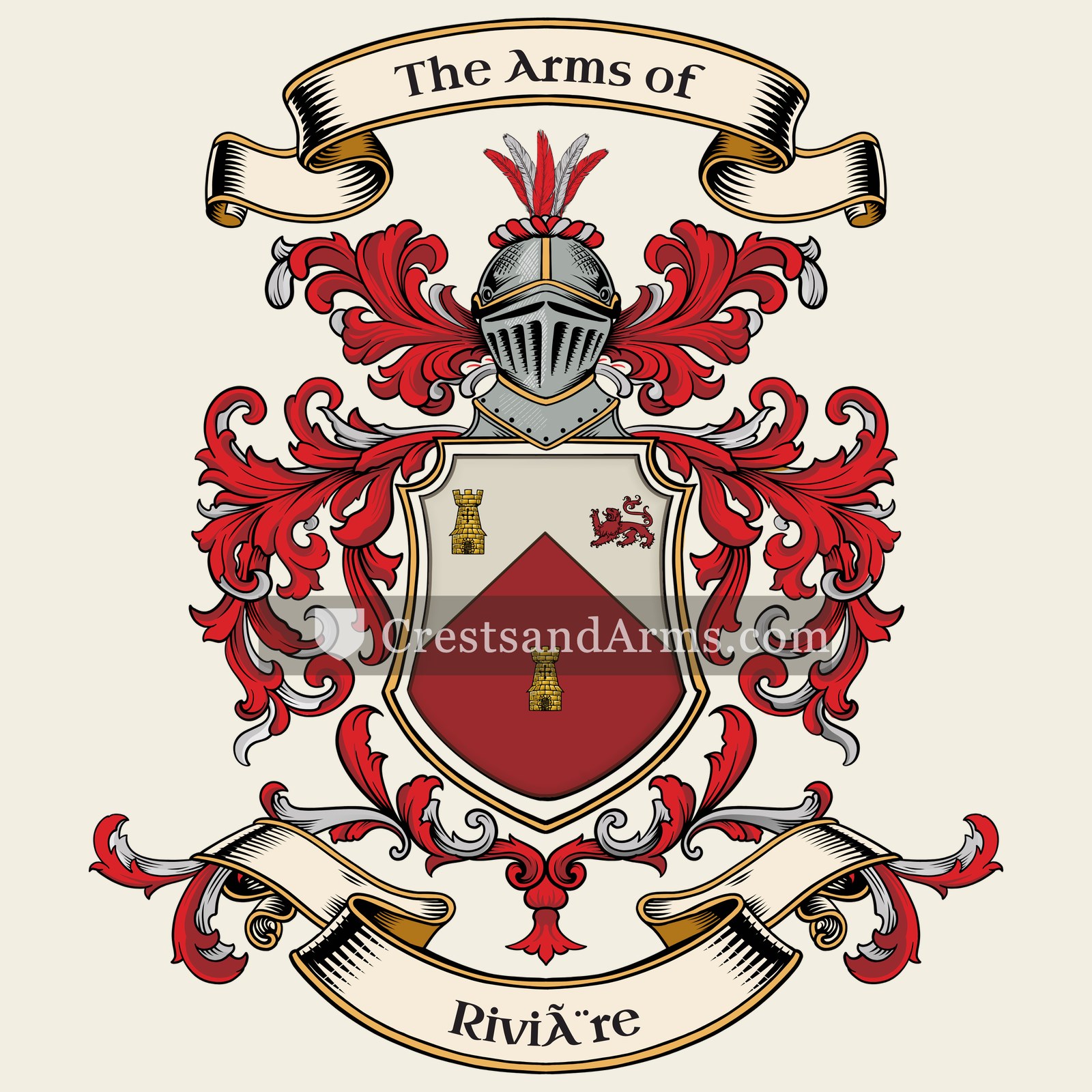 The Rivière coat of arms, drawn from the recorded blazon