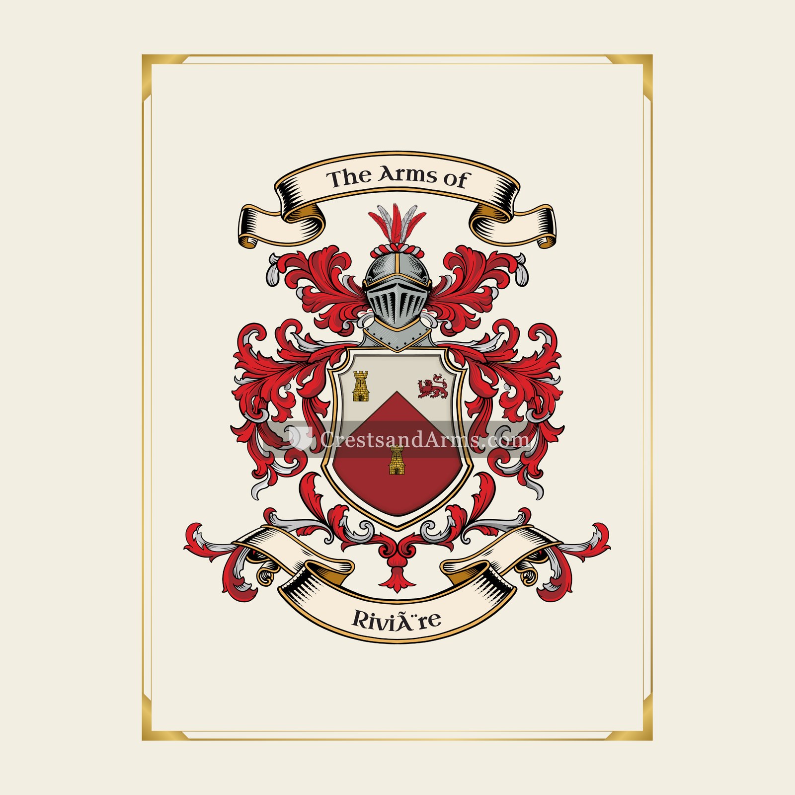 With gold border