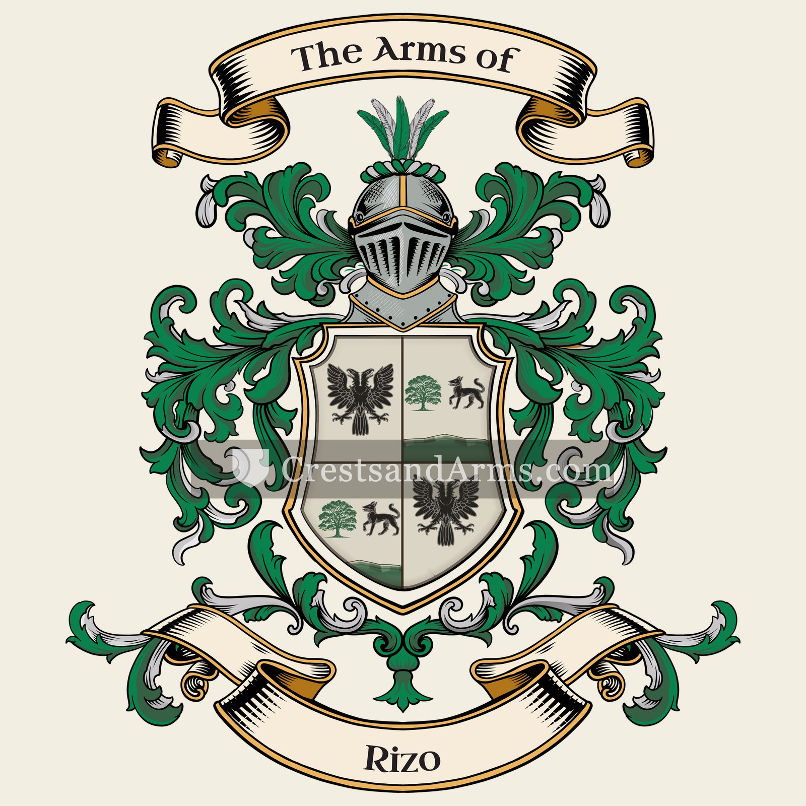 The Rizo coat of arms, drawn from the recorded blazon