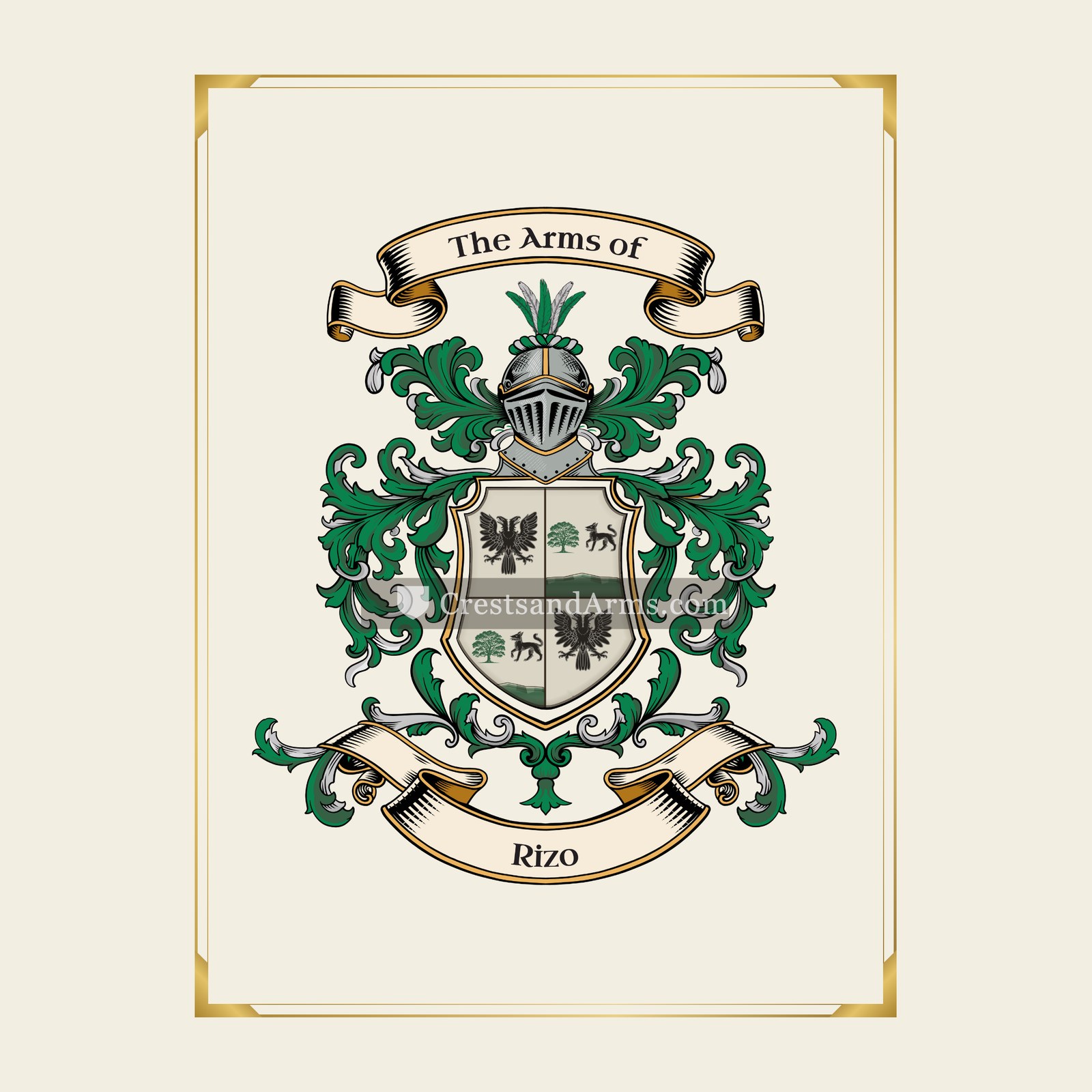 With gold border