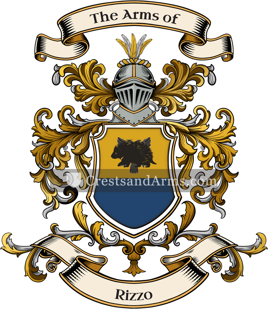 The Rizzo coat of arms, drawn from the recorded blazon