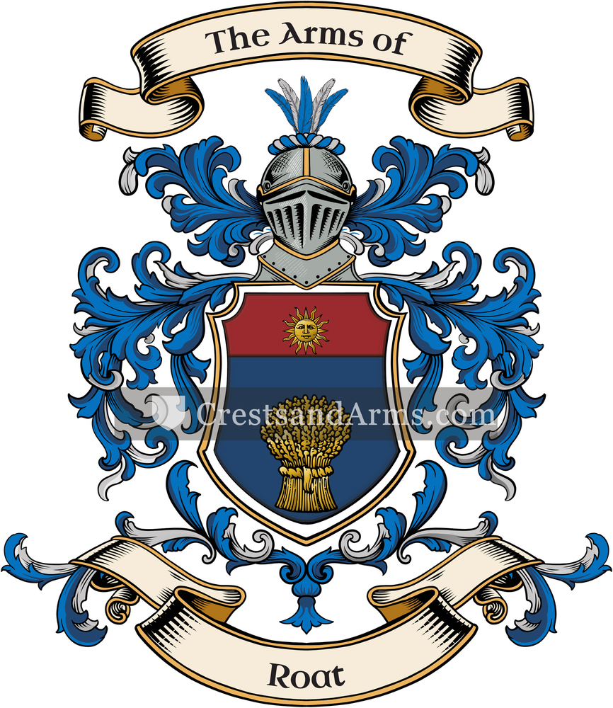 The Roat coat of arms, drawn from the recorded blazon