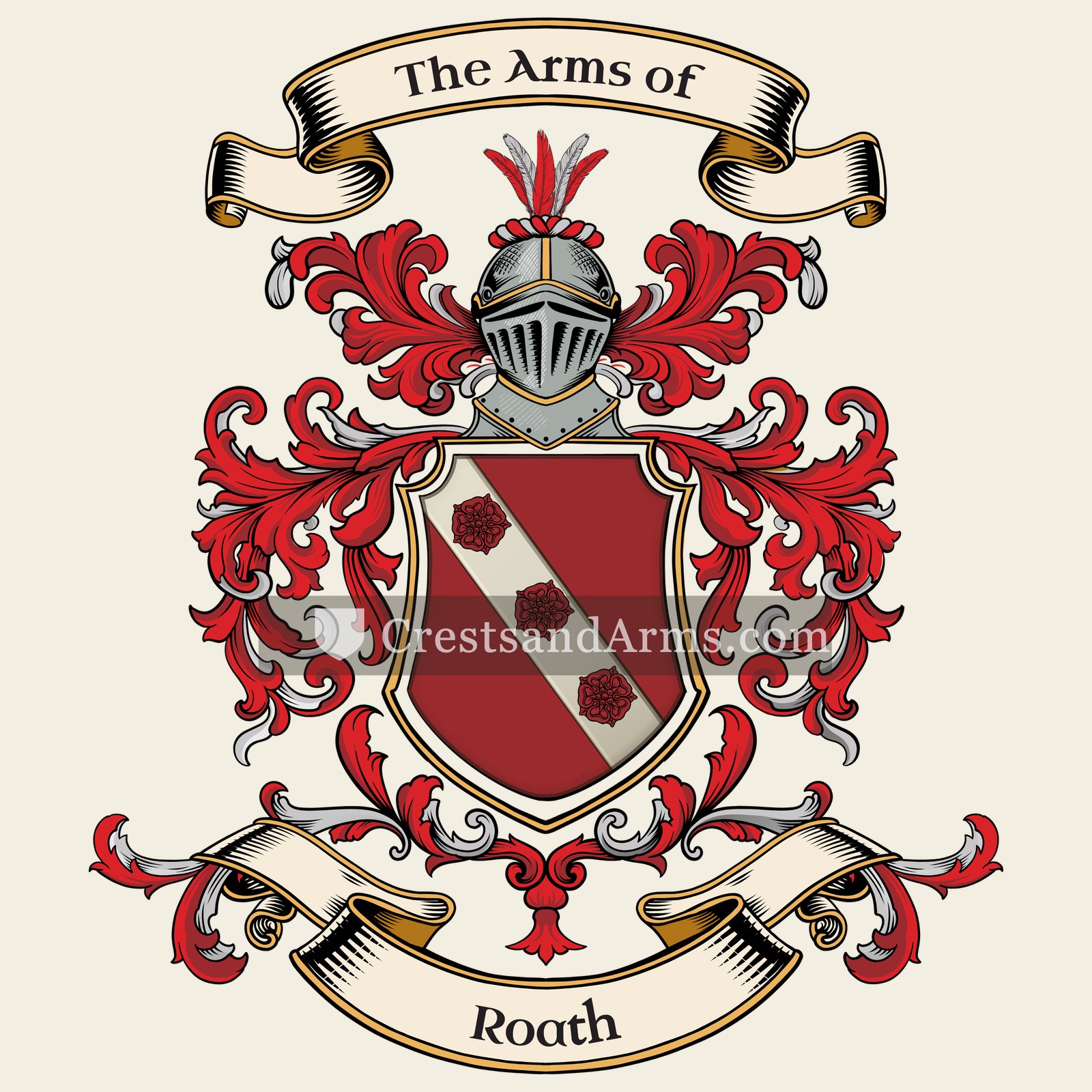 The Roath coat of arms, drawn from the recorded blazon