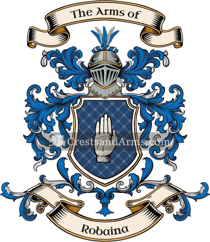 The Robaina coat of arms, drawn from the recorded blazon