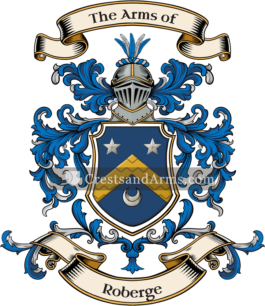 The Roberge coat of arms, drawn from the recorded blazon
