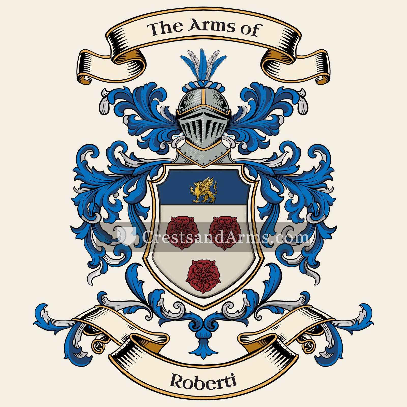 The Roberti coat of arms, drawn from the recorded blazon