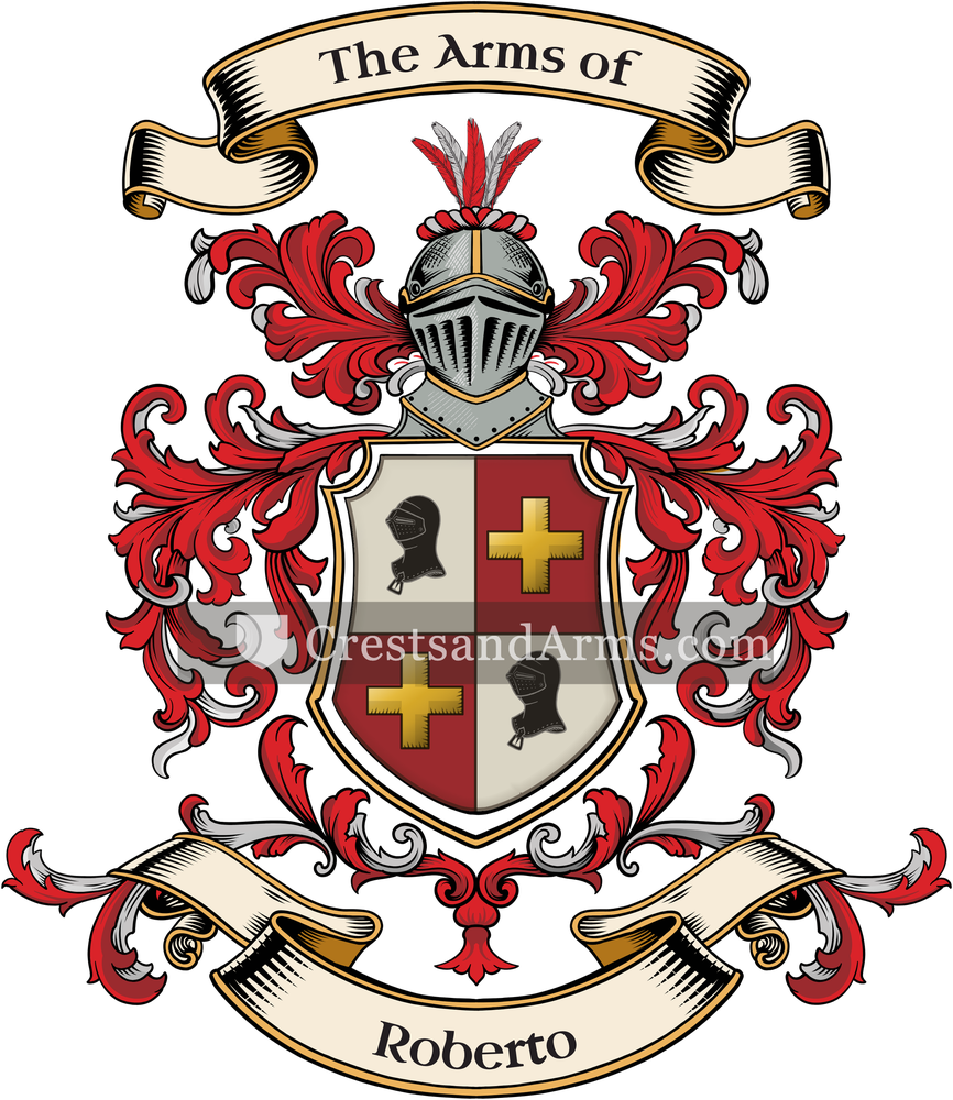 The Roberto coat of arms, drawn from the recorded blazon