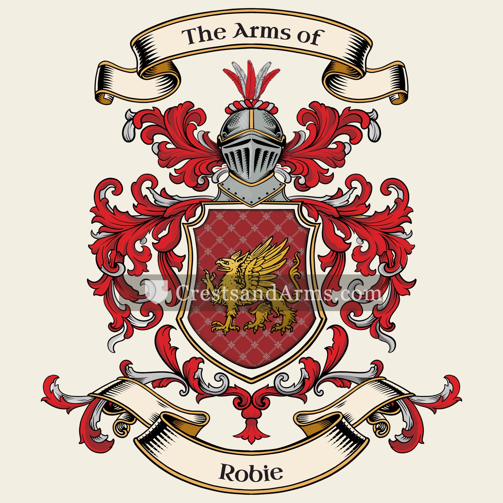 The Robie coat of arms, drawn from the recorded blazon