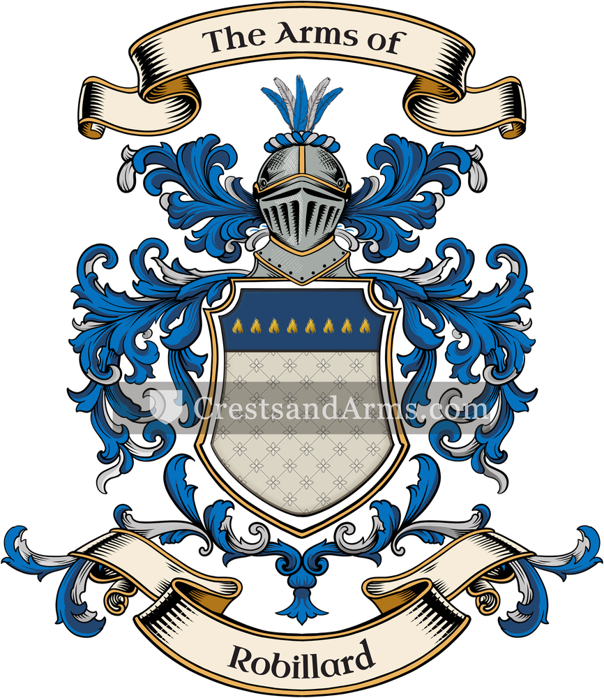 The Robillard coat of arms, drawn from the recorded blazon