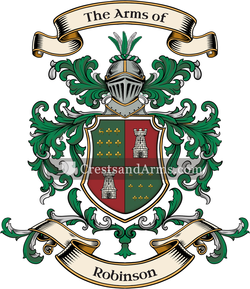 The Robinson coat of arms, drawn from the recorded blazon