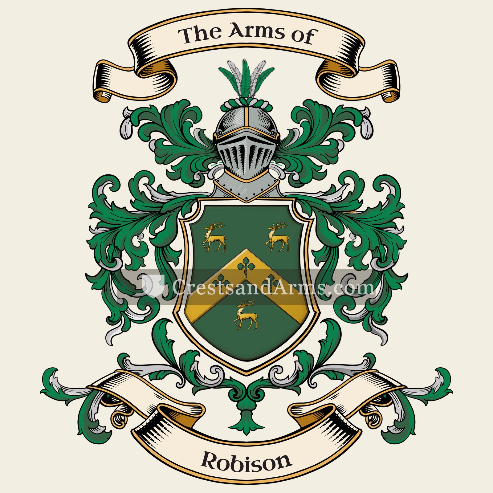 The Robison coat of arms, drawn from the recorded blazon